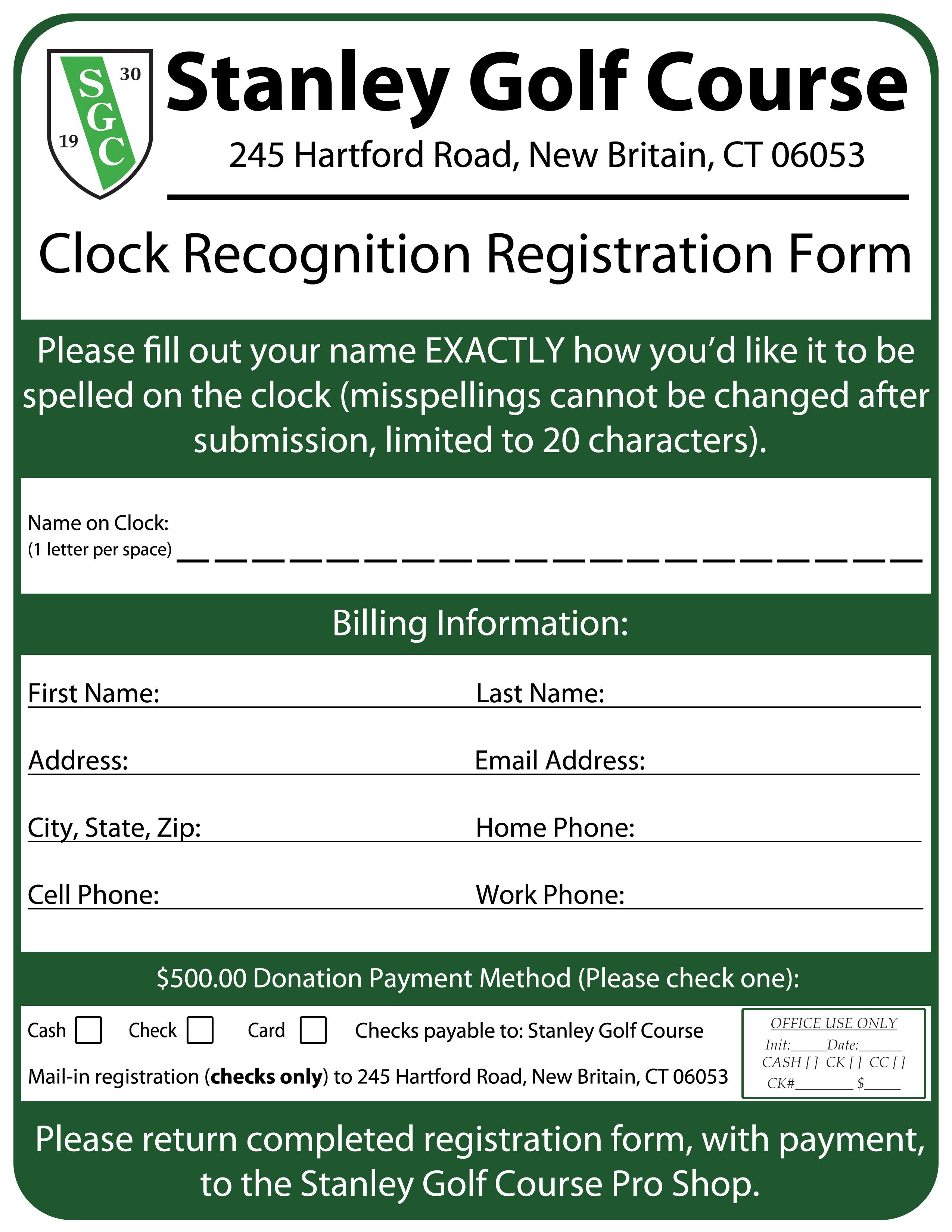Clock Flyer and Registration Form
